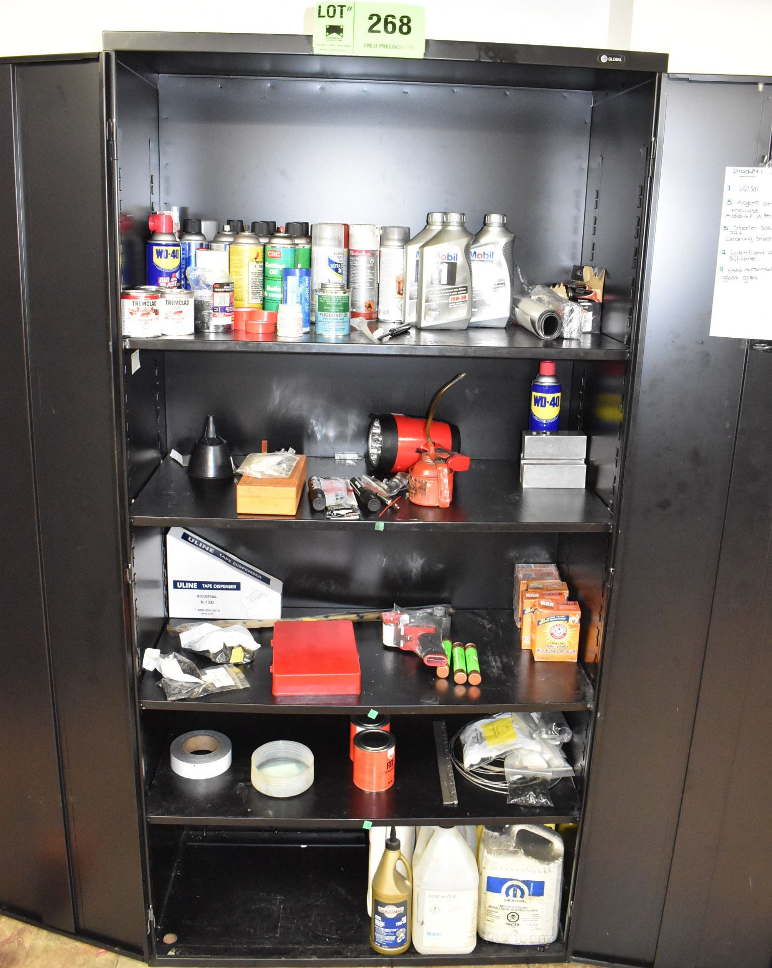 LOT/ CABINET WITH CONTENTS CONSISTING OF OILS AND SUPPLIES