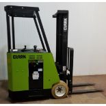 CLARK (2000) ESMII-15S-30 3,000 LB. CAPACITY STAND-UP NARROW AISLE 36V ELECTRIC FORKLIFT WITH 130"