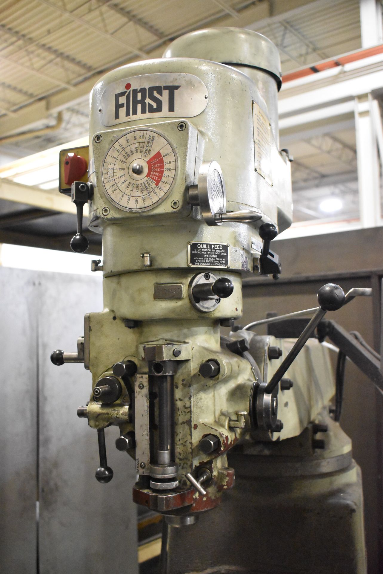 FIRST VERTICAL TURRET MILL WITH 10" X 50" T-SLOT TABLE, R8 SPINDLE TAPER, SPEEDS TO 4500 RPM, - Image 3 of 7