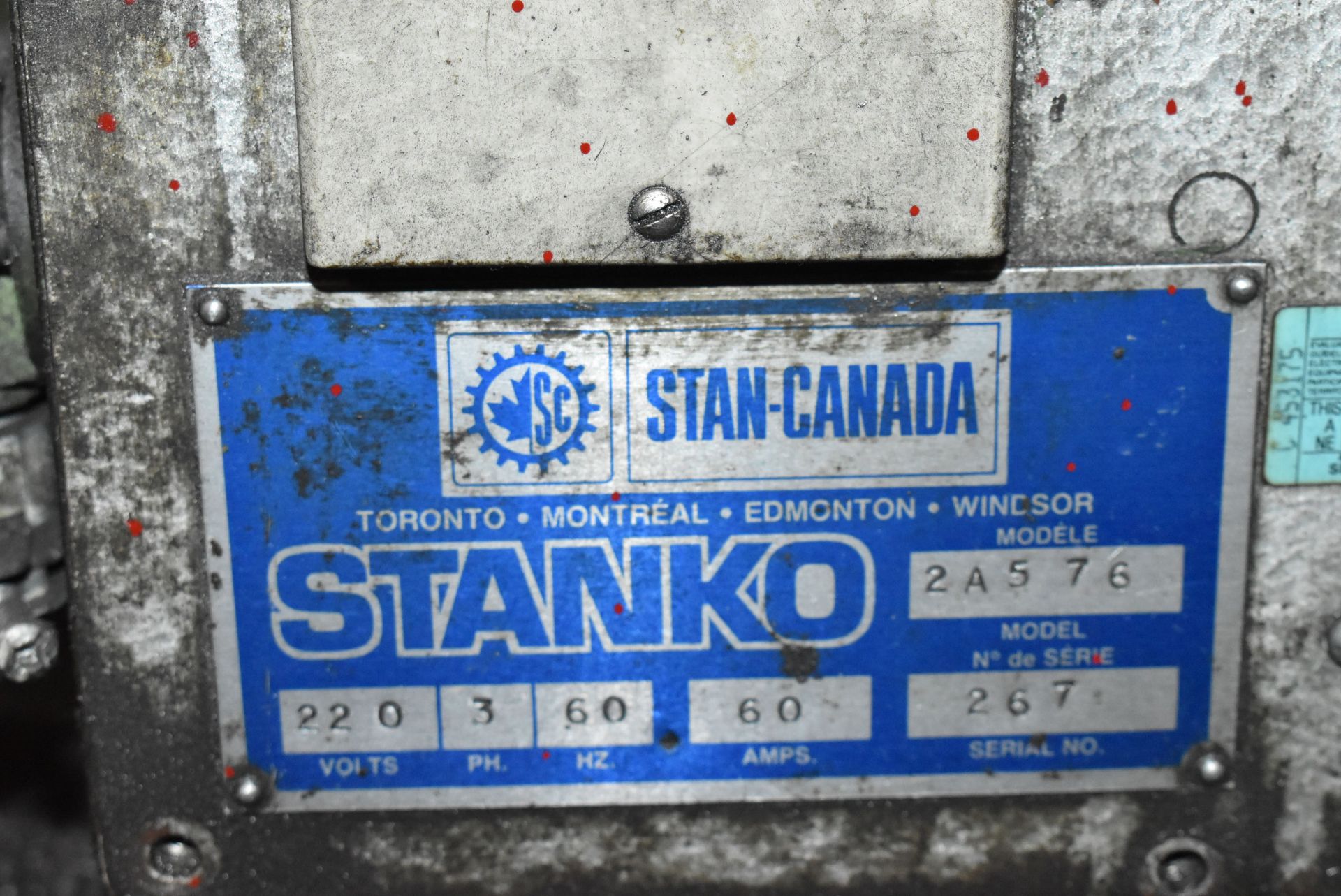 STANKO 2A576 9' RADIAL ARM DRILL WITH 21" COLUMN, SPEEDS TO 1800 RPM, 220V/3PH/60HZ, S/N 267 (CI) [ - Image 5 of 7