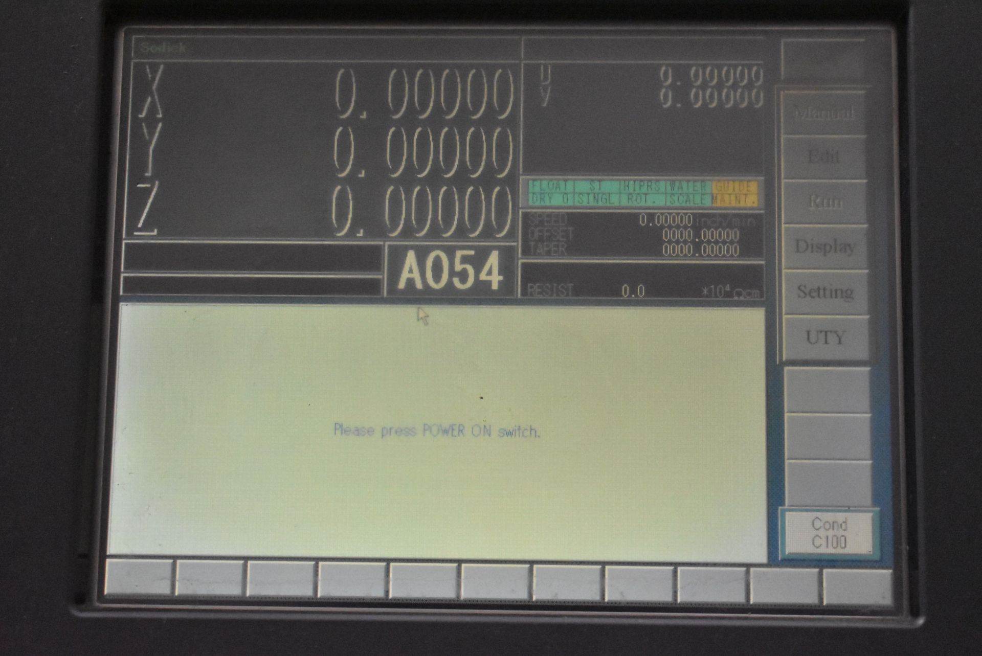 SODICK AQ535LH CNC WIRE EDM WITH SODICK LN1W CNC LINEAR SERVO CONTROL WITH TRAVELS; X-21.7", Y-13. - Image 3 of 12