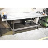 STEEL WORK BENCH WITH VISE (NO CONTENTS)