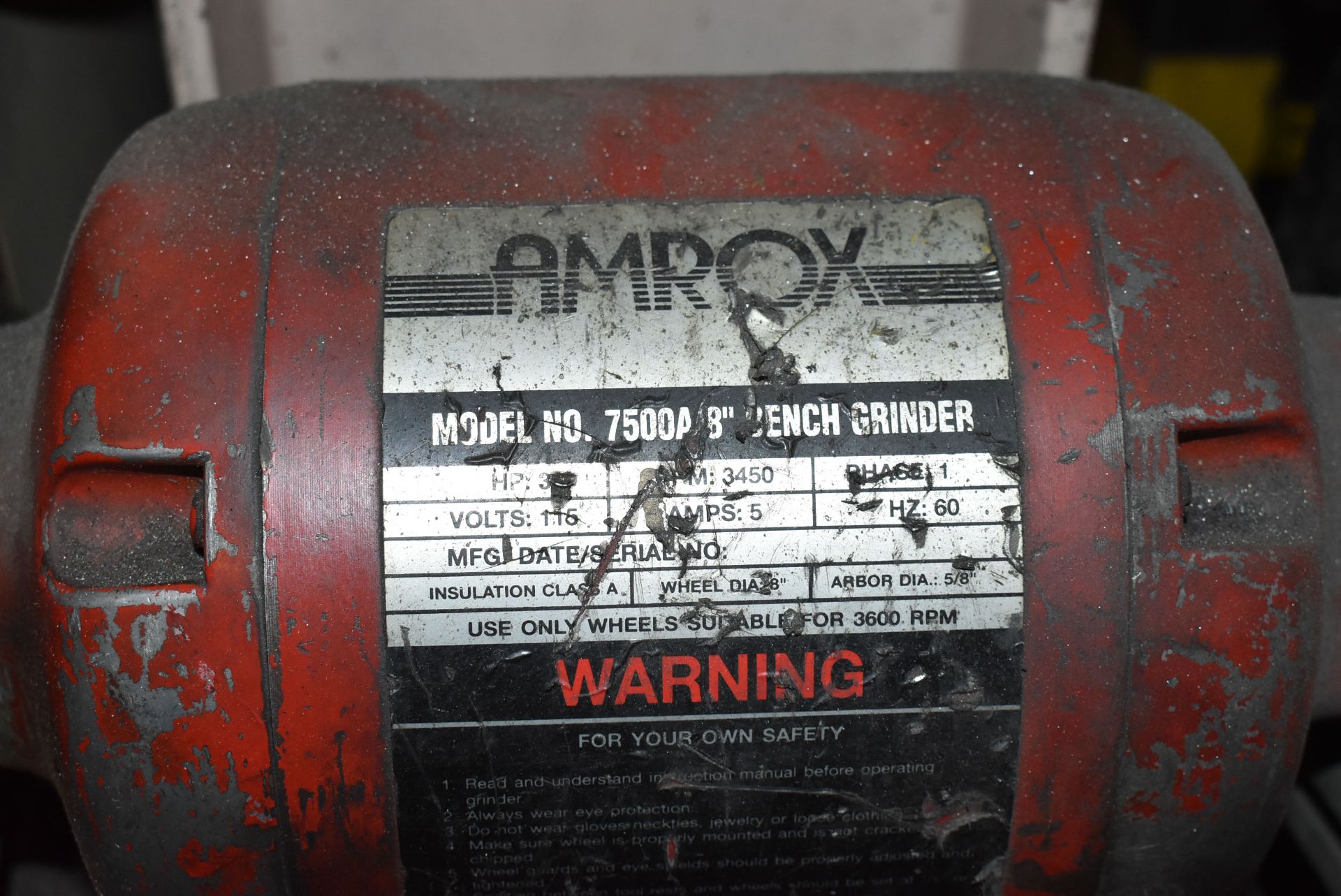 ARMOURY 8" DOUBLE END BENCH GRINDER WITH 3/4 HP, 3600 RPM, S/N N/A - Image 2 of 2