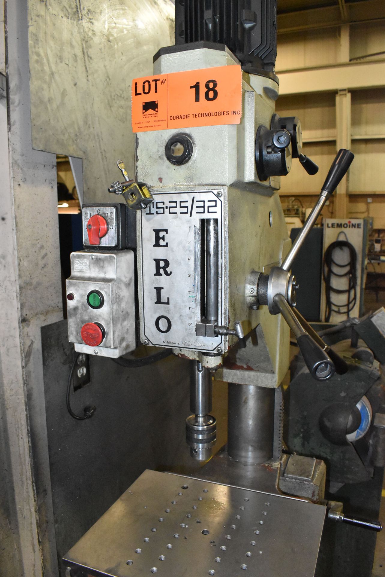 ERCO TS-25/32 GEAR HEAD DRILL WITH 13.5" X 16" TABLE, 12" THROAT, SPEEDS TO 2520 RPM, S/N 1813- - Image 2 of 5