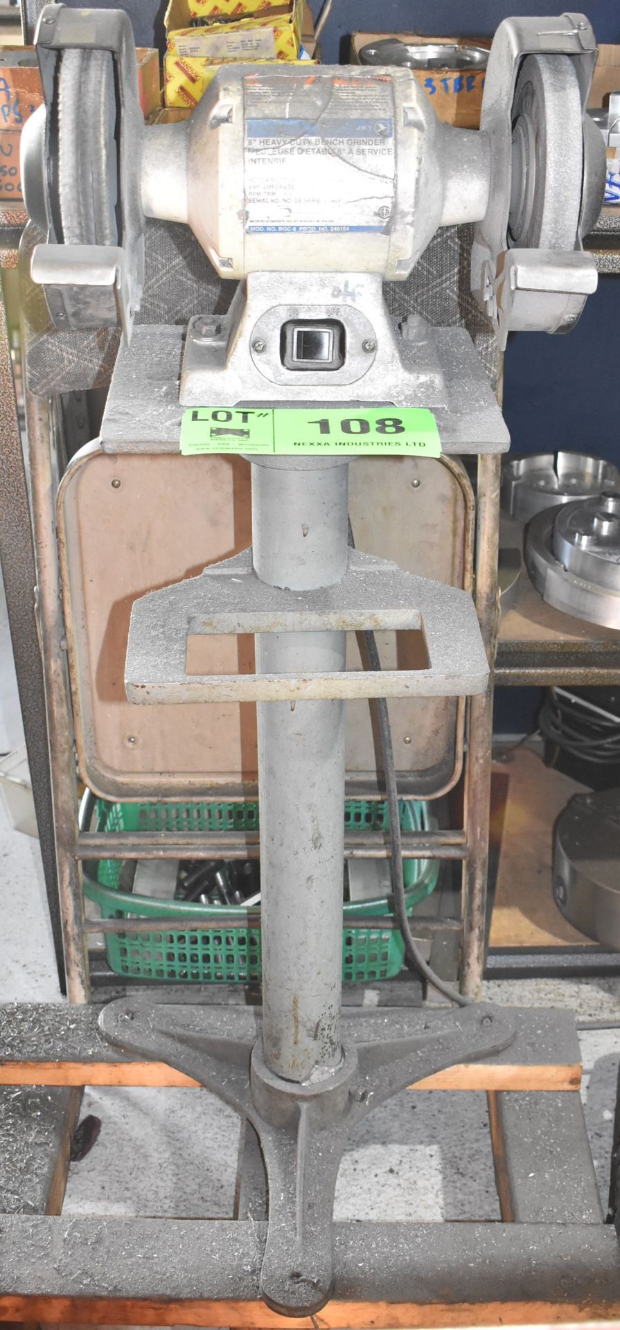 JET BGC-8 8" DOUBLE ENDED BENCH GRINDER WITH STAND, S/N N/A [RIGGING FEE FOR LOT #108 - $10 CAD PLUS