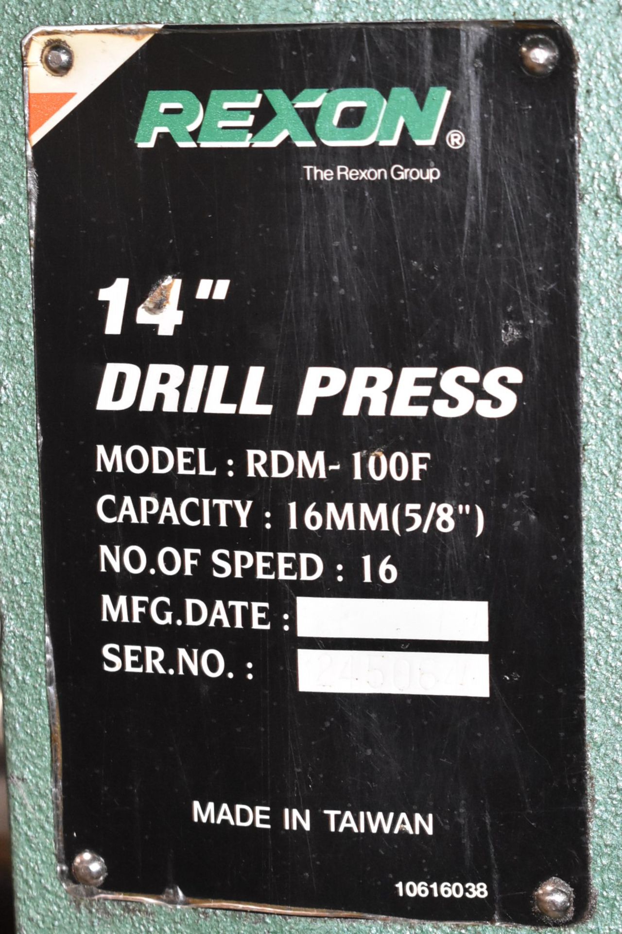 REXON RDM-100F 14" DRILL PRESS WITH 12" DIA TABLE, 5/8" CAPACITY, S/N N/A [RIGGING FEE FOR LOT # - Image 2 of 3