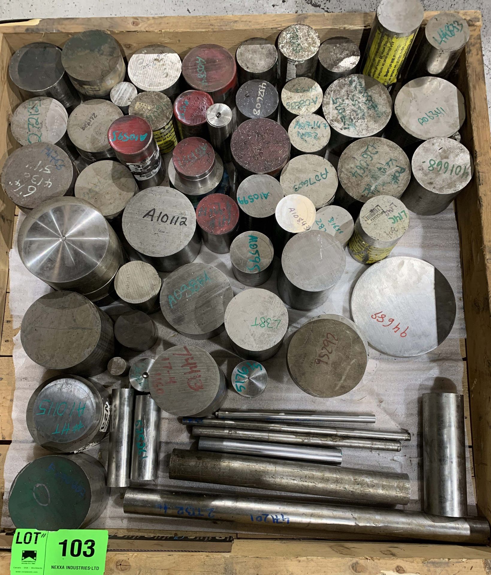 LOT/ CONTENTS OF CRATE CONSISTING OF STAINLESS STEEL BAR STOCK [RIGGING FEE FOR LOT #103 - $TBD