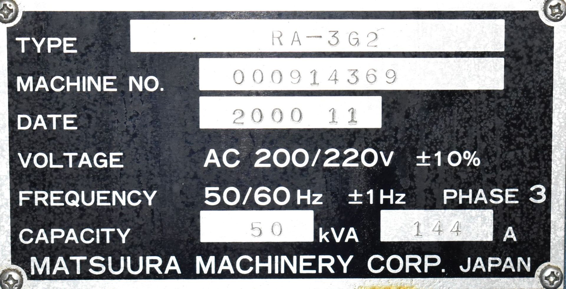 MATSUURA (2000) RA-3G2 TWIN-PALLET VERTICAL MACHINING CENTER WITH YASNAC CNC CONTROL, (2) 31.5" X - Image 12 of 20