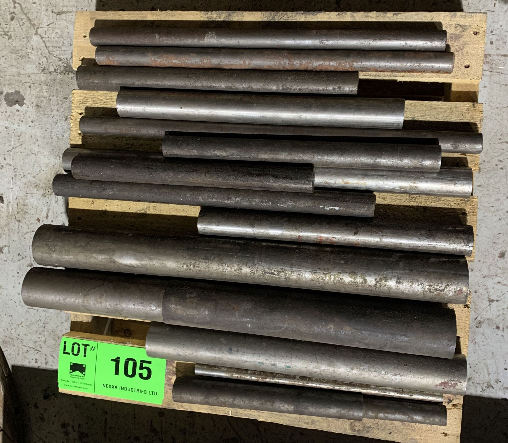 LOT/ PALLET WITH CONTENTS CONSISTING OF STEEL BAR STOCK [RIGGING FEE FOR LOT #105 - $TBD CAD PLUS