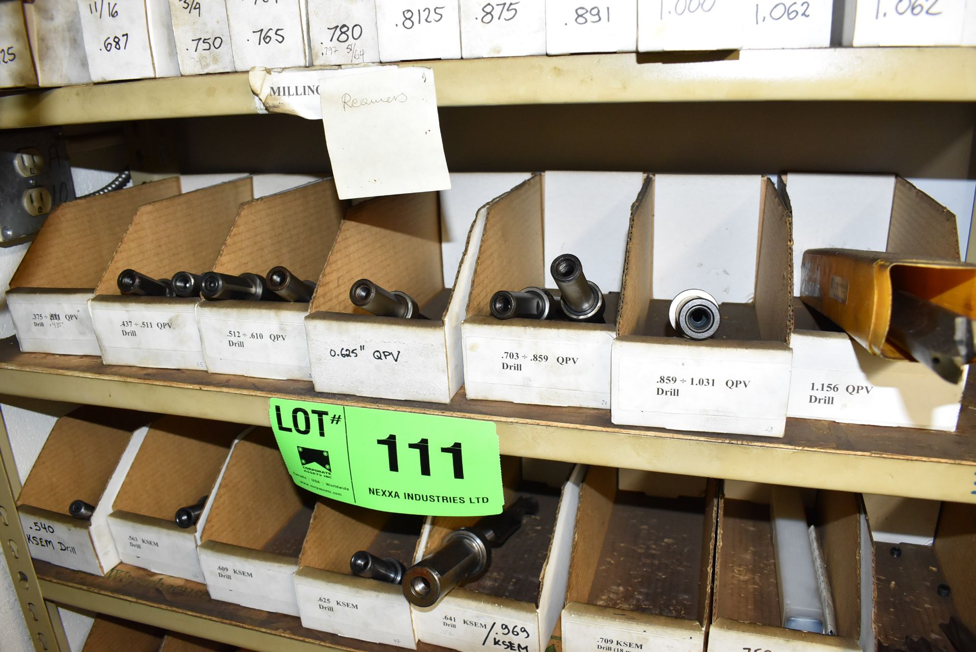 LOT/ (1) SHELVING SECTION WITH CONTENTS CONSISTING OF REAMERS AND DRILLS [RIGGING FEE FOR LOT #111 - - Image 4 of 6