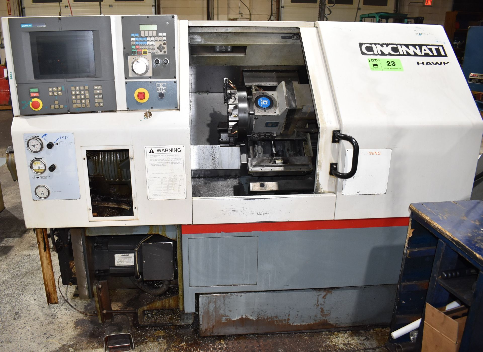 CINCINNATI HAWK 150 A2100 CNC TURNING CENTER WITH SIEMENS ACRAMATIC 2100 CNC CONTROL, 7" 3-JAW