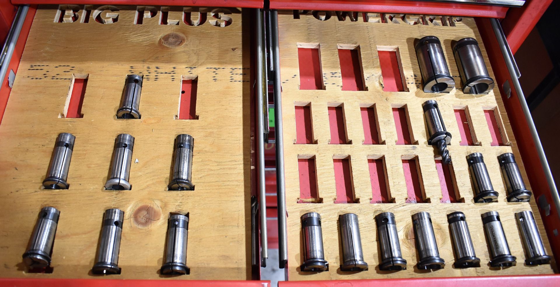 LOT/ CONTENTS OF ROLLING TOOL CABINET CONSISTING OF COLLETS, HEAT SHRINK TOOLING, PARALLELS, CARBIDE - Image 2 of 8