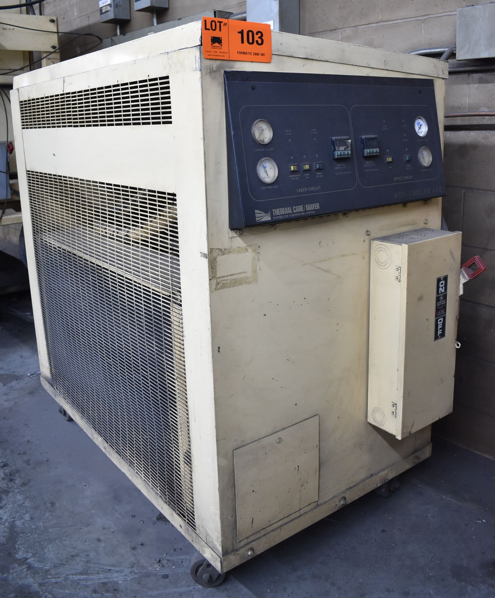 THERMAL CARE/MAYER ACCU-CHILLER LX2 INDUSTRIAL CHILLER UNIT, S/N: N/A (CI) [RIGGING FOR FOR LOT #103