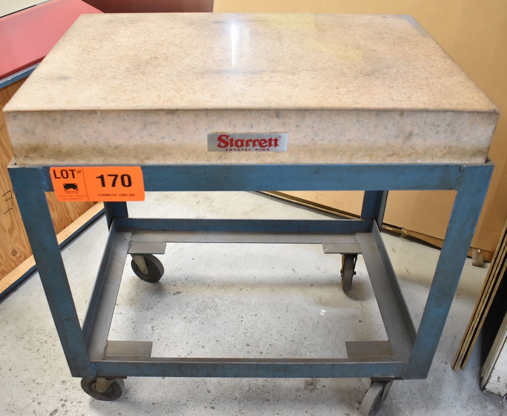 STARRETT 36"X24"6" GRANITE SURFACE PLATE WITH ROLLING STAND