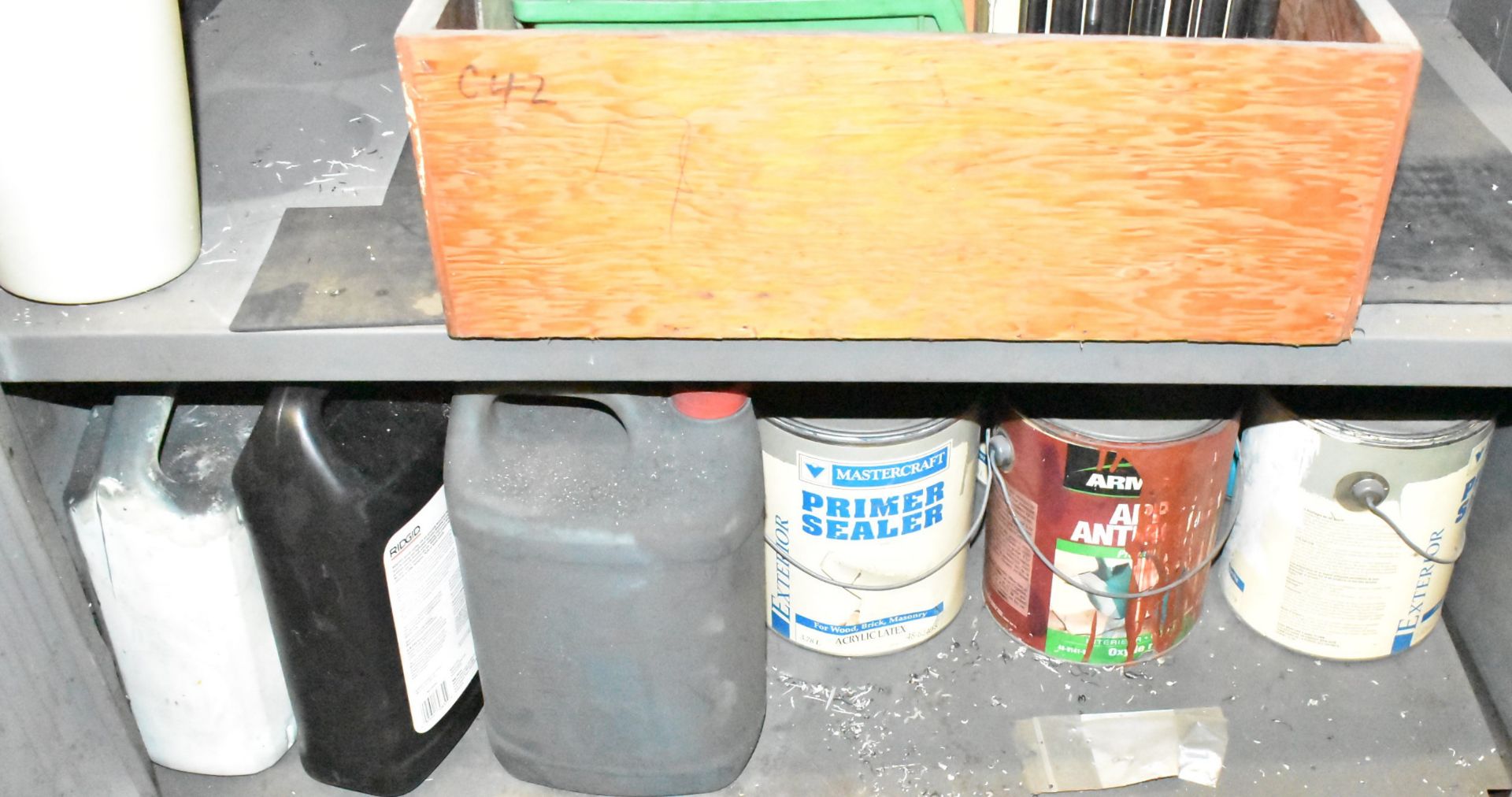LOT/ STEEL HIGHBOY CABINET WITH CONTENTS - INCLUDING HAND TOOLS, SHOP SUPPLIES, SANDING PERISHABLES - Image 9 of 9