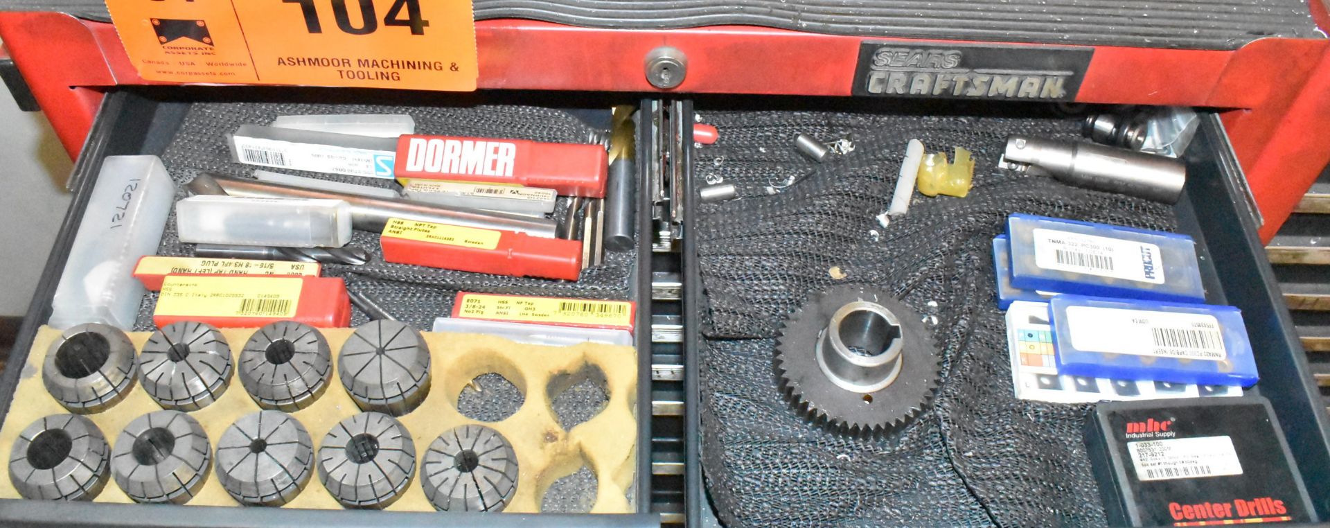 LOT/ ROLLING TOOL BOX WITH CONTENTS - INCLUDING BROACHES & GUIDES, SPRING COLLETS, DRILLS, - Image 2 of 19