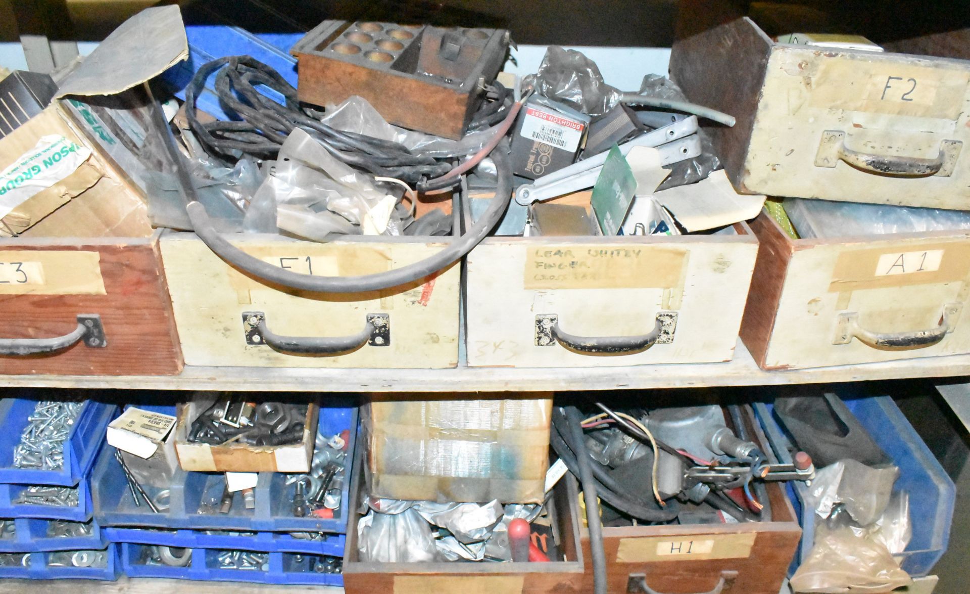 LOT/ SHELVES WITH CONTENTS - INCLUDING SPARE PARTS, SHOP SUPPLIES & HARDWARE - Image 5 of 10
