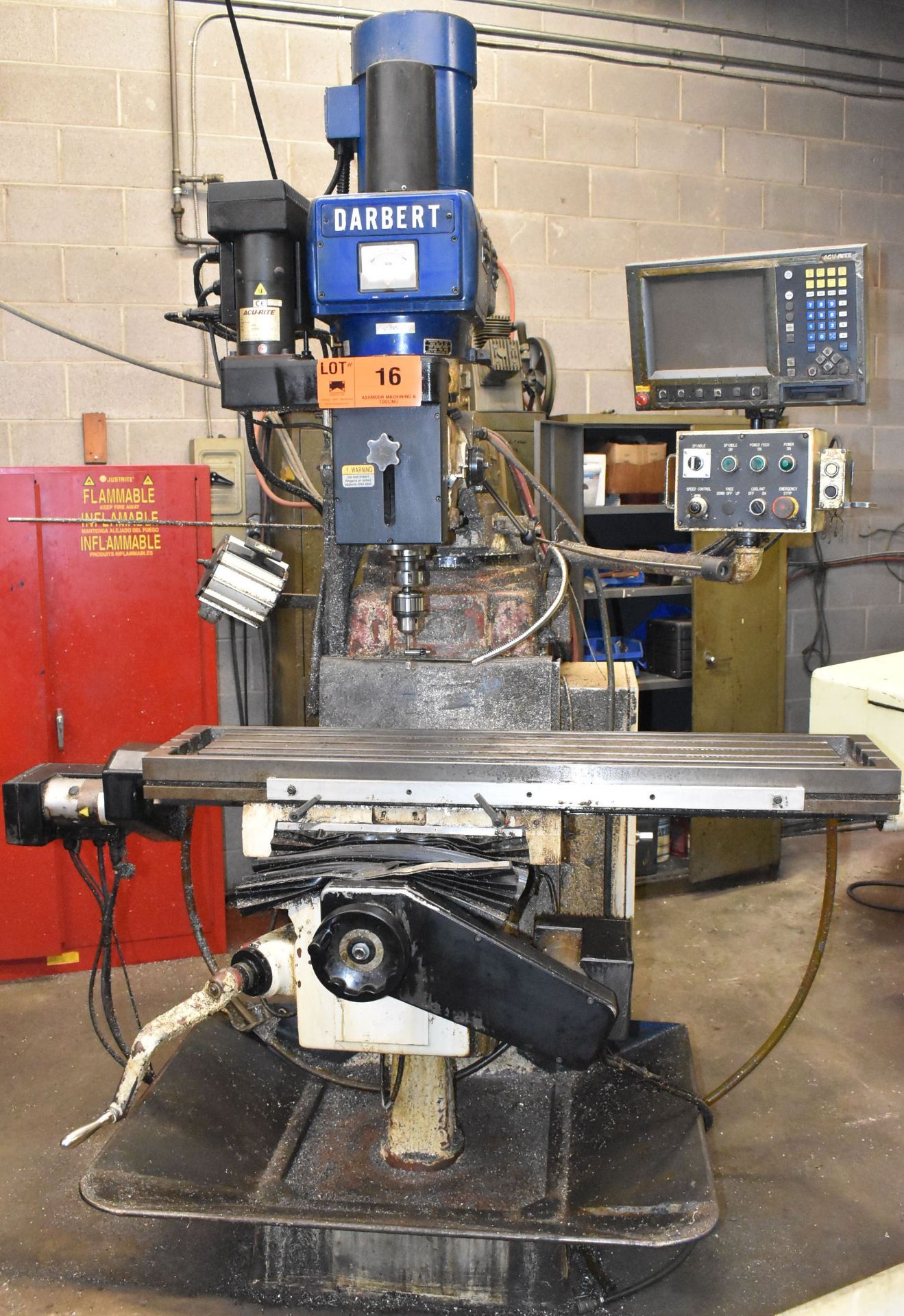 DARBERT CNC VERTICAL MILLING MACHINE WITH ACU-RITE CNC CONTROL, 54" X 12" TABLE, SPEEDS TO 6000 RPM, - Image 2 of 12
