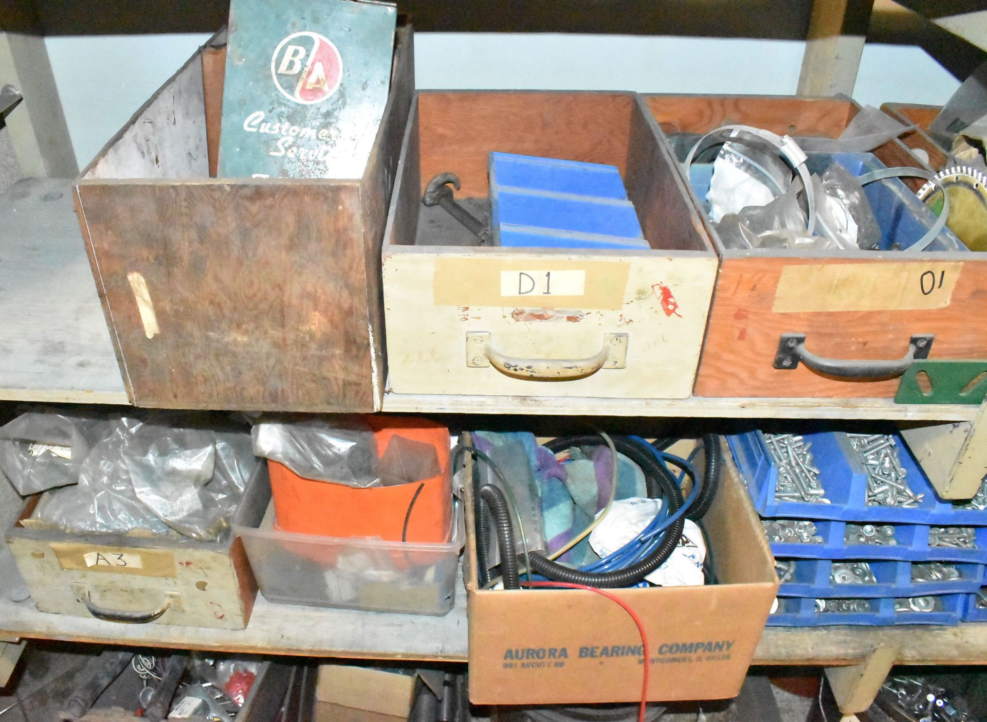 LOT/ SHELVES WITH CONTENTS - INCLUDING SPARE PARTS, SHOP SUPPLIES & HARDWARE - Image 7 of 10