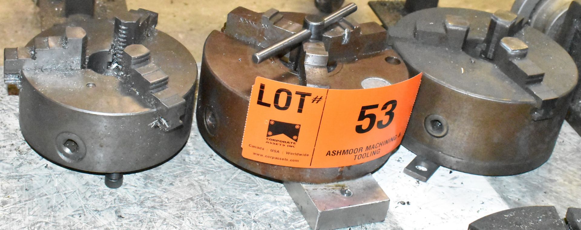 LOT/ (2) 8" 3-JAW CHUCKS, (1) 6" 3-JAW CHUCK