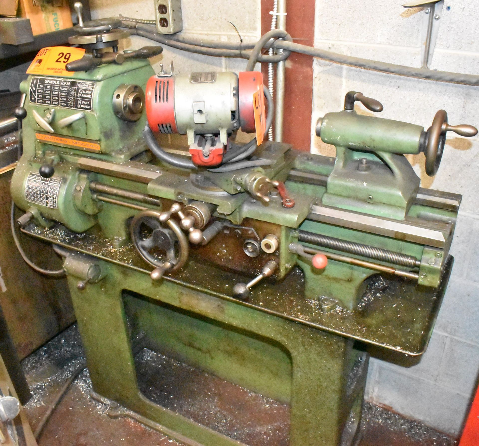 STANDARD-MODERN TOOL ROOM LATHE WITH 10" SWING OVER BED, 24" BETWEEN CENTERS, 1" SPINDLE BORE, - Image 6 of 7