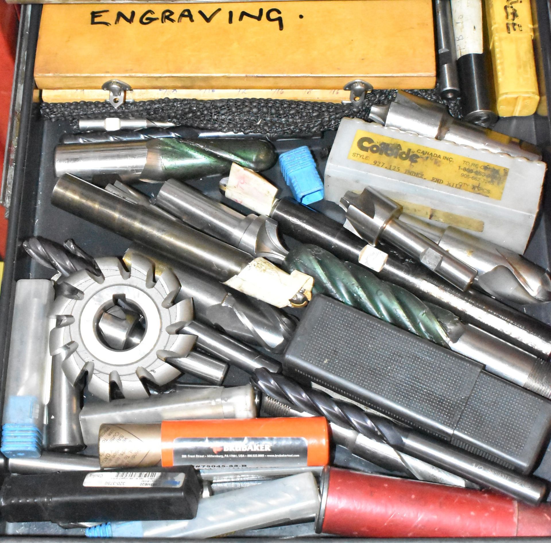 LOT/ ROLLING TOOL BOX WITH CONTENTS - INCLUDING BROACHES & GUIDES, SPRING COLLETS, DRILLS, - Image 16 of 19