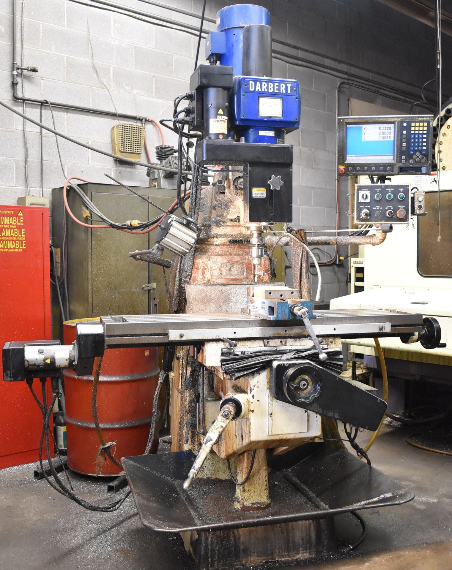 DARBERT CNC VERTICAL MILLING MACHINE WITH ACU-RITE CNC CONTROL, 54" X 12" TABLE, SPEEDS TO 6000 RPM,