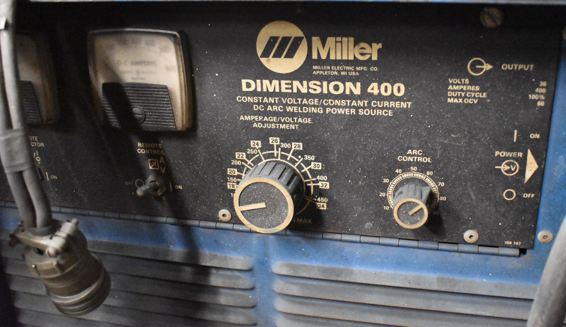 MILLER DIMENSION 400 MIG WELDER WITH MILLER MILLERMATIC S-54A WIRE FEEDER, CABLES & GUN, S/N: - Image 2 of 7