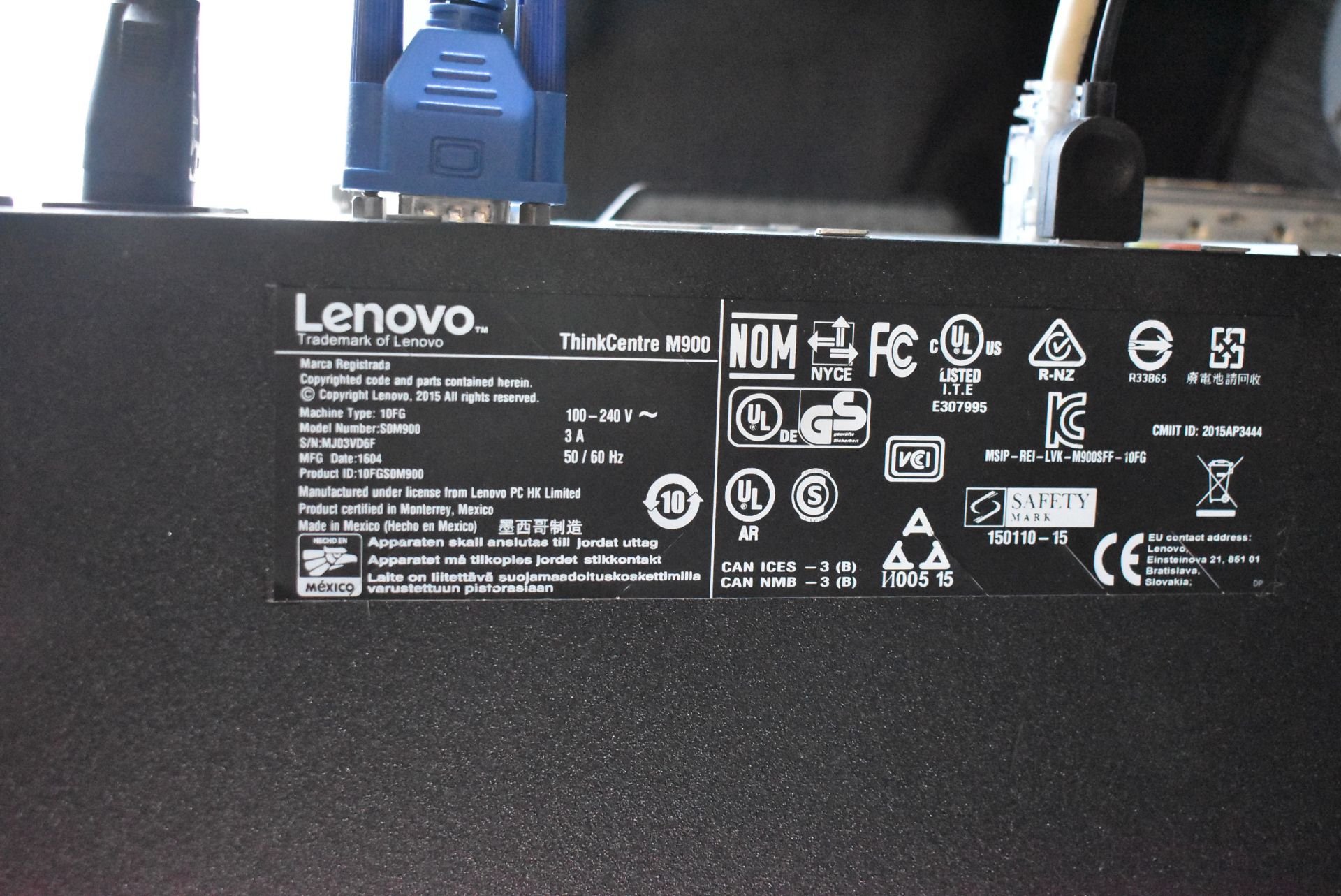 LENOVO THINKCENTER M900 DESKTOP COMPUTER WITH INTEL CORE i5 vPRO PROCESSOR, THINKVIEW MONITOR, - Image 2 of 2