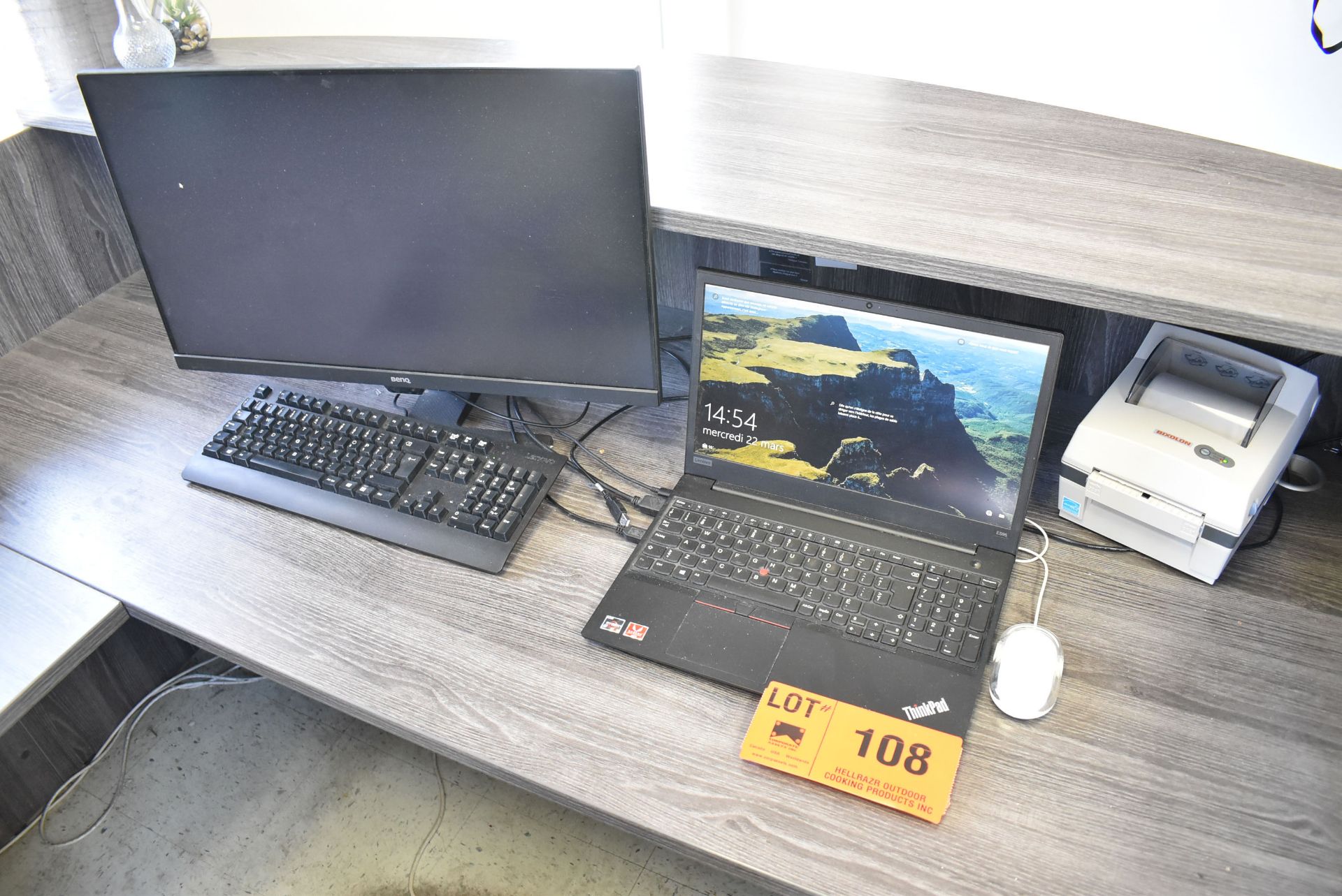 LOT/ LENOVO THINKPAD E595 LAPTOP WITH AMD RYZEN 5 PROCESSOR, BENQ MONIOTR, LENOVO KEYBOARD, MOUSE&