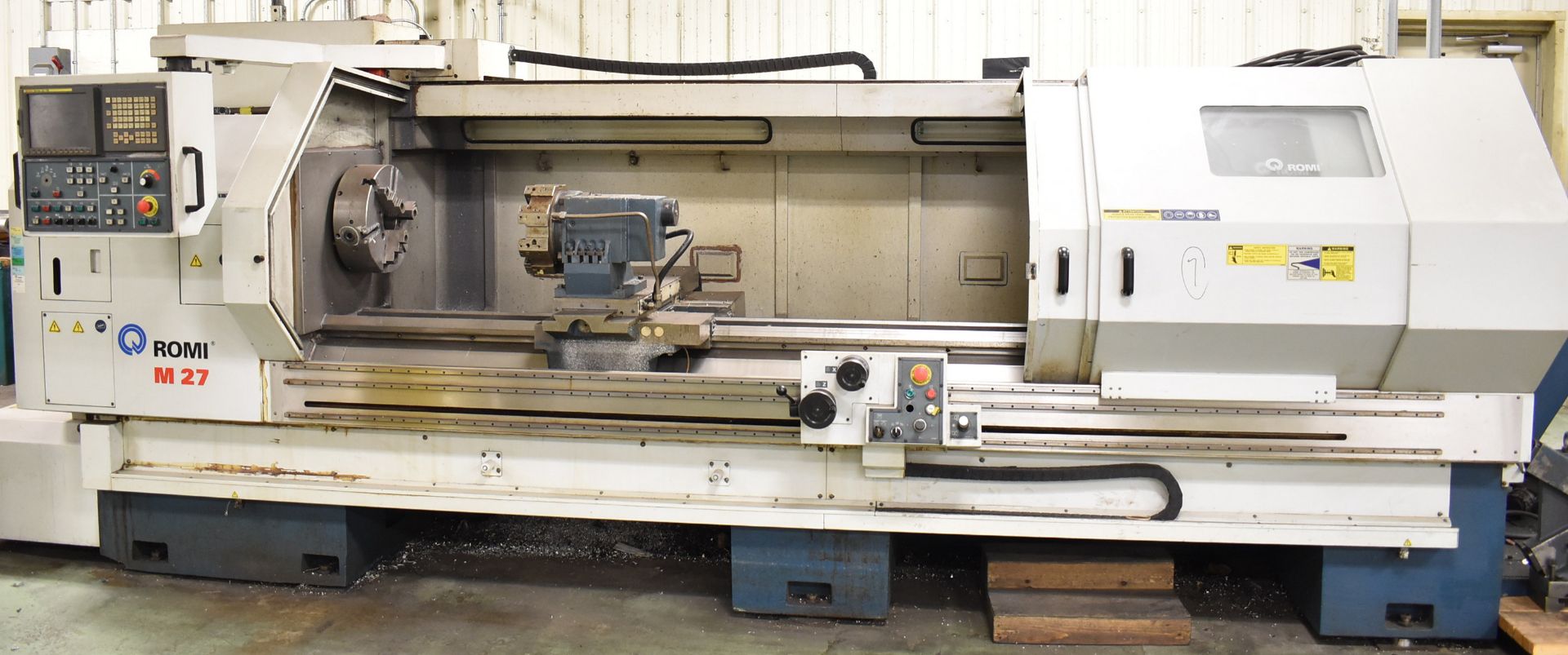 ROMI (2009) M.27 FLATBED CNC LATHE WITH GE FANUC SERIES 21I-TB CNC CONTROL, 16" 3-JAW CHUCK, 27"