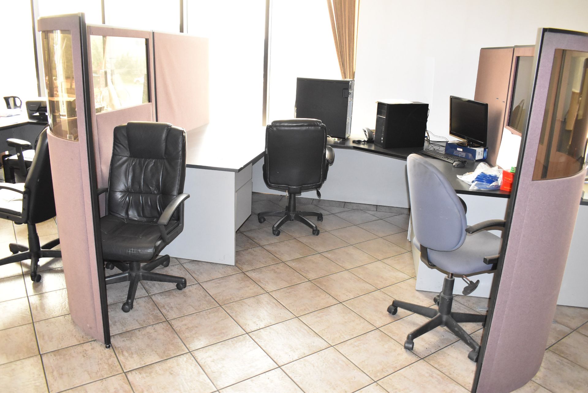 LOT/ OFFICE WORKSTATIONS CONSISTING OF (3) U-SHAPED DESKS, (1) L-SHAPED DESK, DIVIDERS & (6) - Image 5 of 7