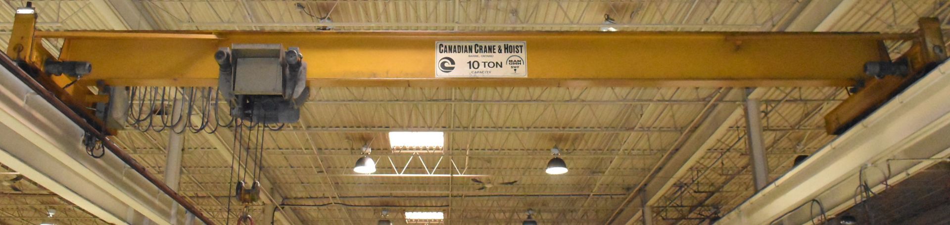 CANADIAN CRANE & HOIST 10-TON CAPACITY SINGLE GIRDER TOP-RUNNING OVERHEAD BRIDGE CRANE WITH 30'