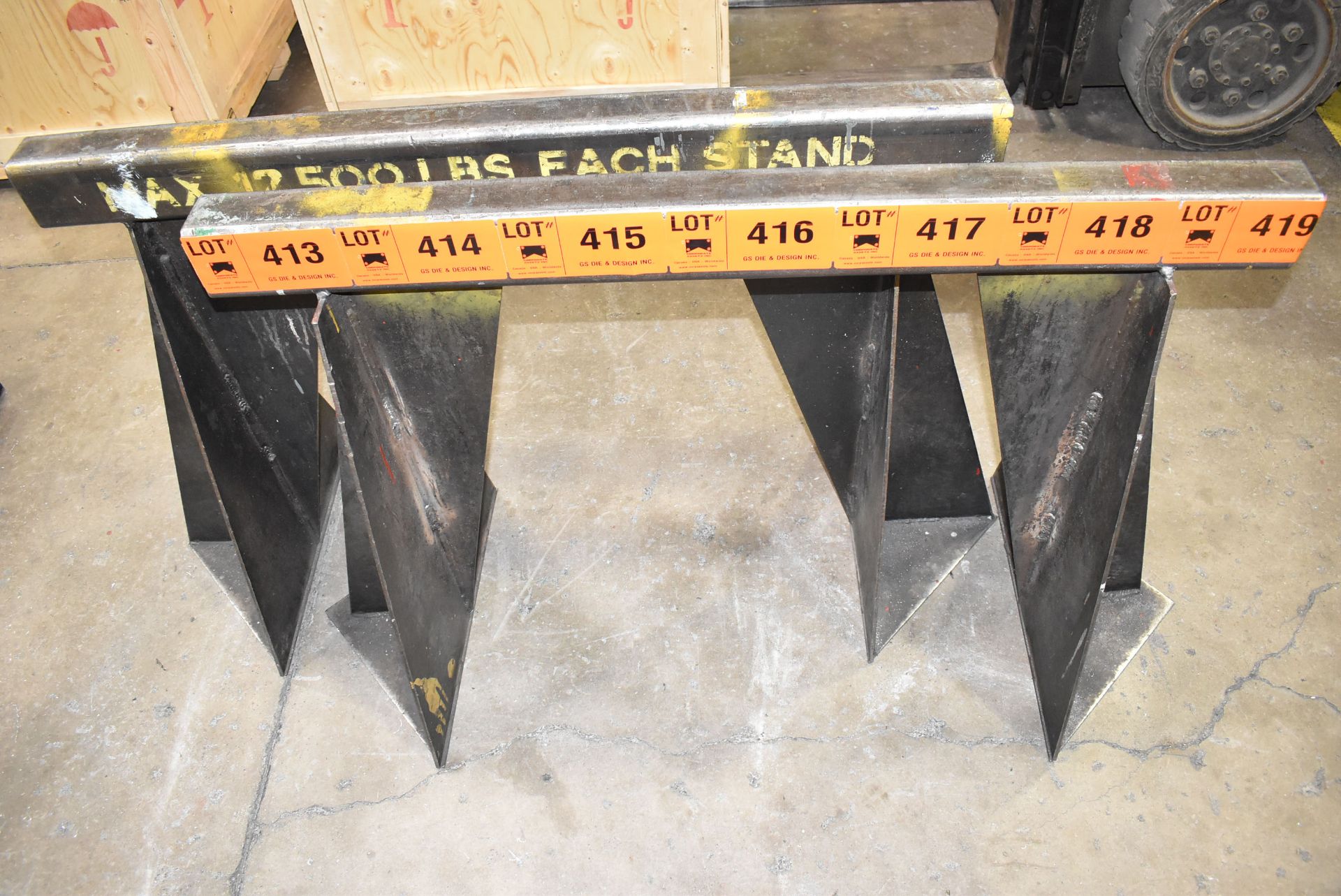 LOT/ (2) APPROX. 48" X 34" 12,500 LB CAPACITY STEEL SAW HORSES