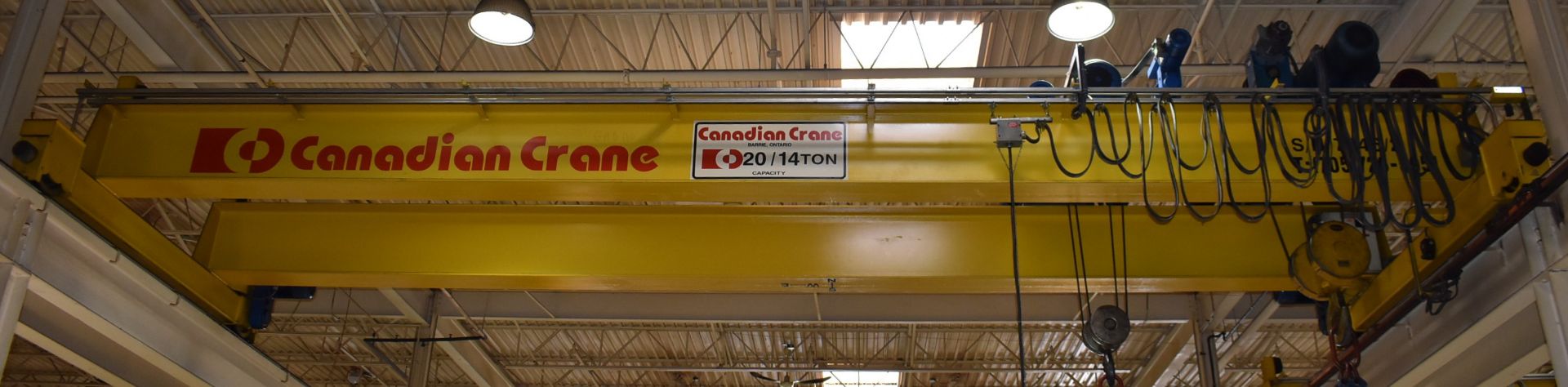 CANADIAN CRANE (2002) 20/14-TON CAPACITY DOUBLE GIRDER TOP-RUNNING OVERHEAD BRIDGE CRANE WITH 30' - Image 7 of 8