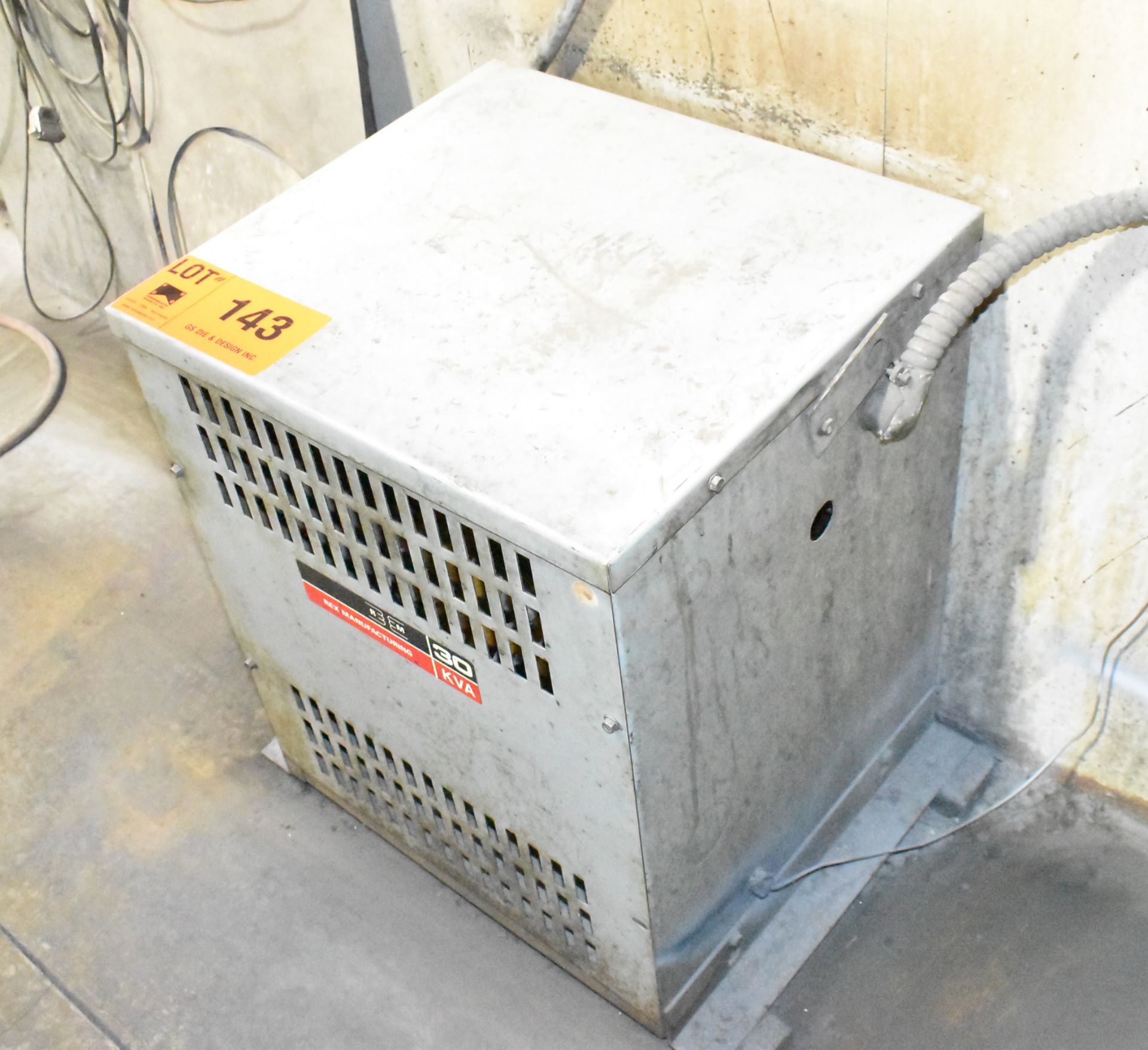 REX B30JM 30 KVA TRANSFORMER, 600-208-120V/3PH/60HZ, S/N E89 (CI) [RIGGING FEES FOR LOT #143 - $75