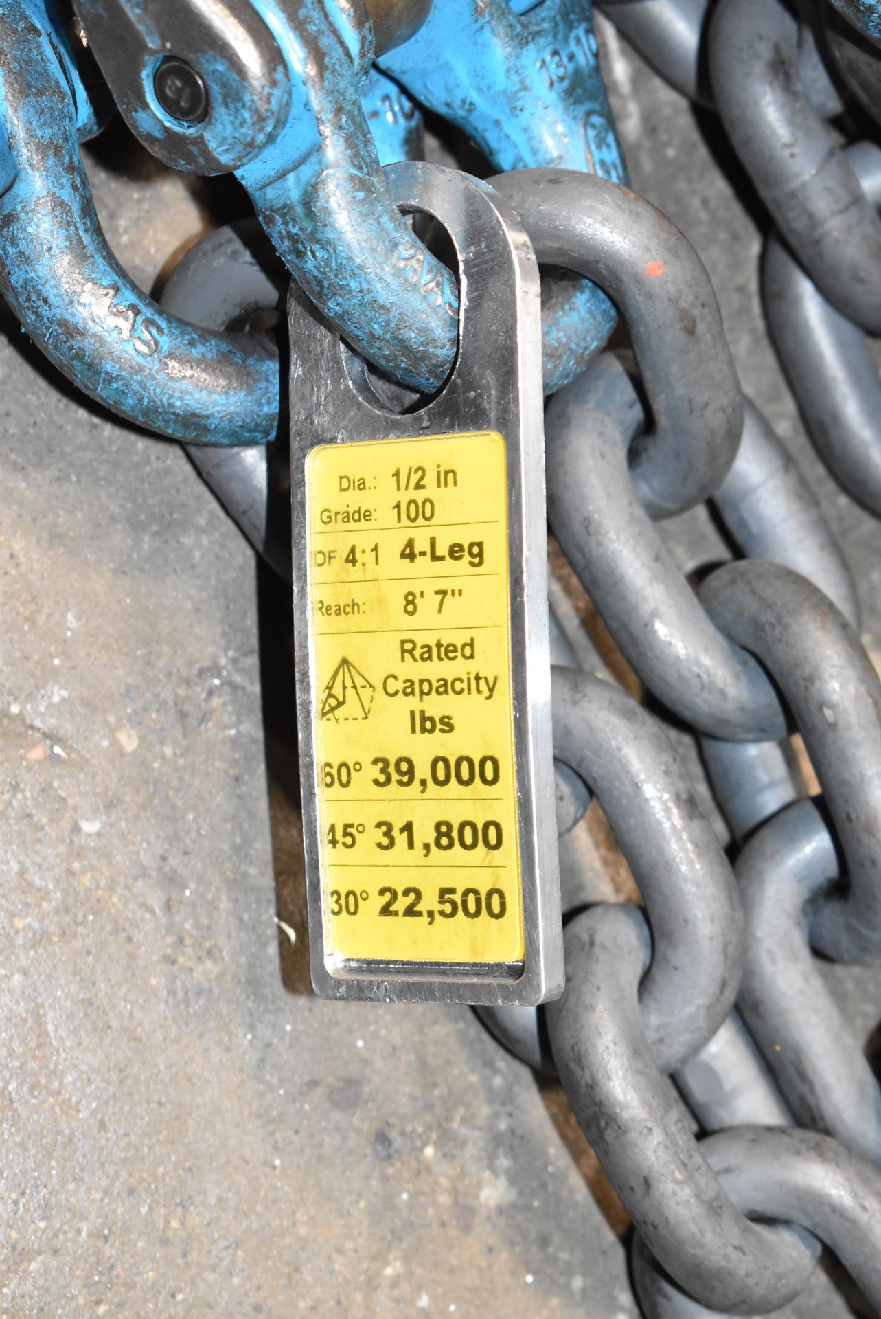 8’ 7” FOUR-POINT LIFTING CHAIN WITH 39,000 LB CAPACITY, S/N N/A - Image 5 of 5