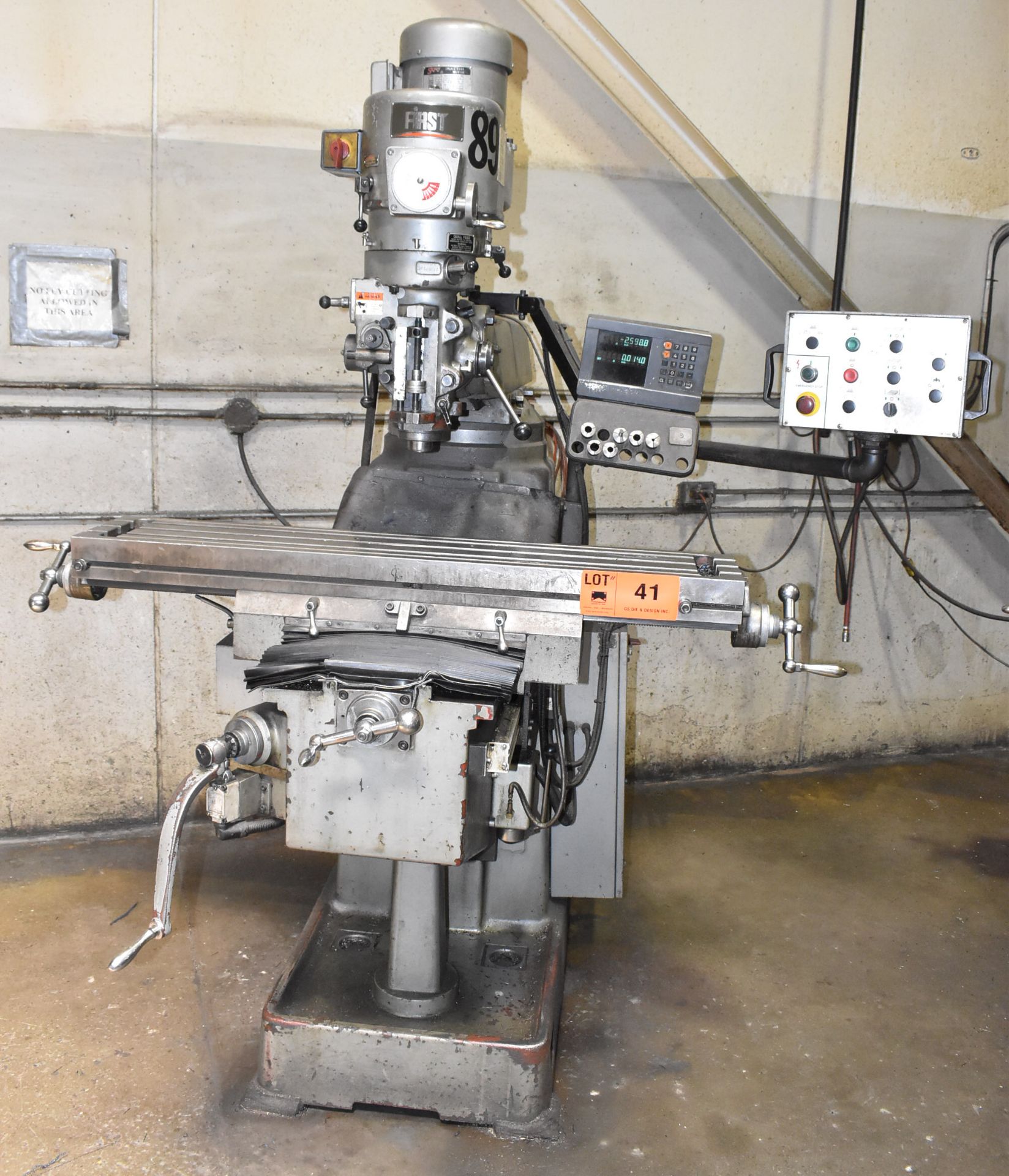 FIRST LC-185VS-B VERTICAL MILLING MACHINE WITH 50"X10" TABLE, SPEEDS TO 4500 RPM, HEIDENHAIN 2-