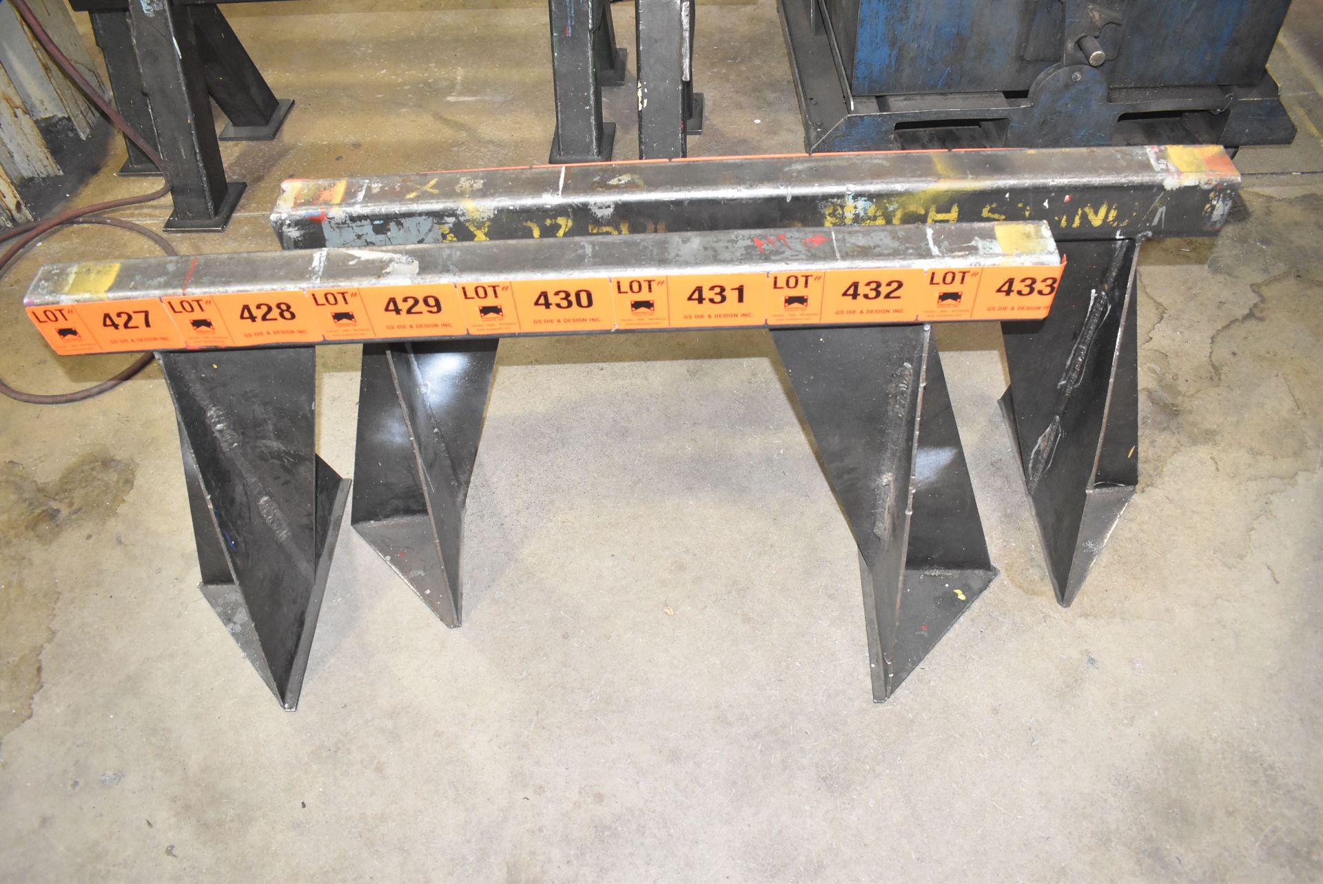 LOT/ (2) APPROX. 48" X 28.5" 12,500 LB CAPACITY STEEL SAW HORSES