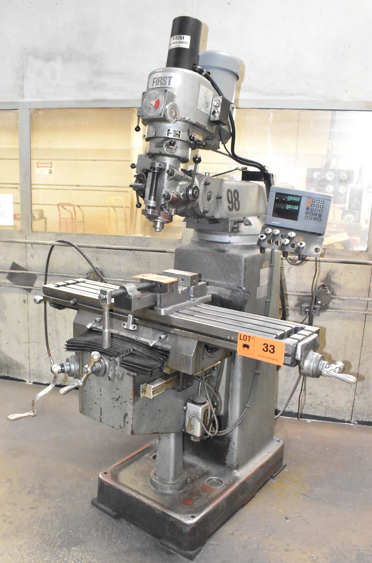 FIRST LC-185VS VERTICAL MILLING MACHINES WITH 50"X10" TABLE, SPEEDS TO 4500 RPM, ALIGN AIR POWER