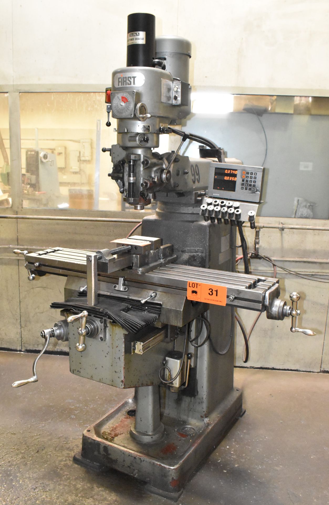 FIRST LC-185VS VERTICAL MILLING MACHINES WITH 50"X10" TABLE, SPEEDS TO 4500 RPM, ALIGN AIR POWER