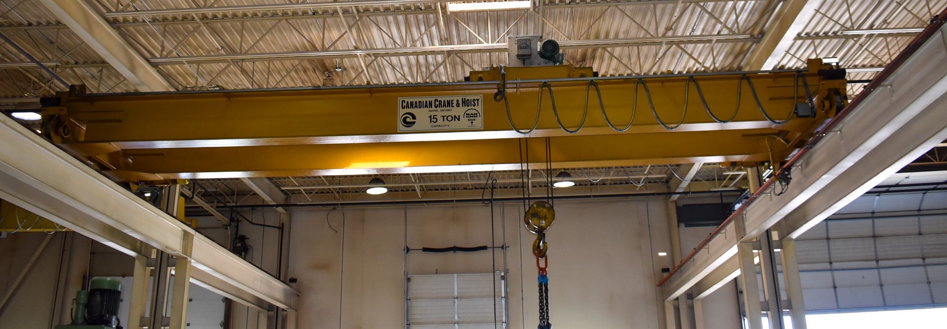 CANADIAN CRANE & HOIST 15-TON CAPACITY DOUBLE GIRDER TOP-RUNNING OVERHEAD BRIDGE CRANE WITH 30' - Image 5 of 7