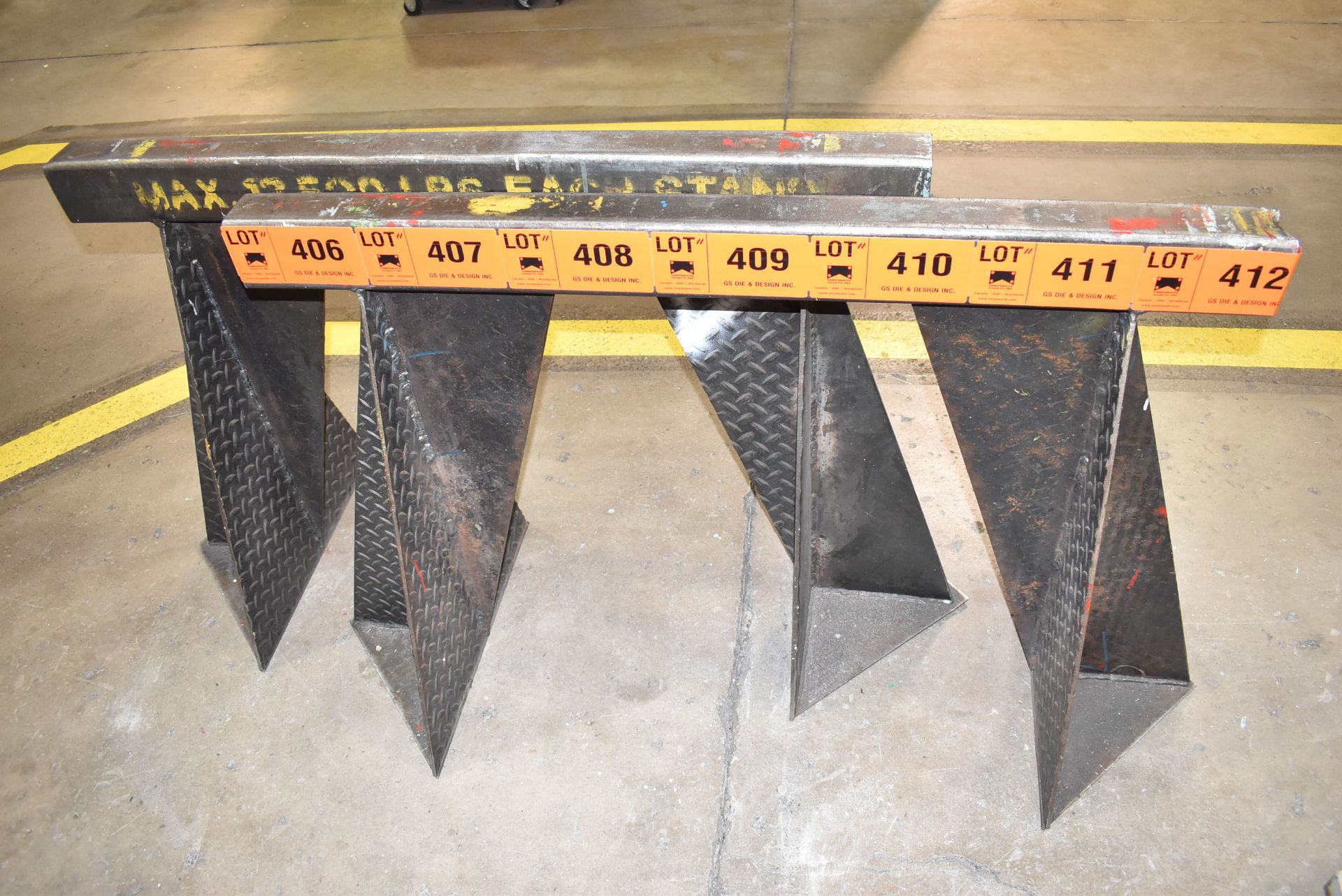 LOT/ (2) APPROX. 48" X 34" 12,500 LB CAPACITY STEEL SAW HORSES