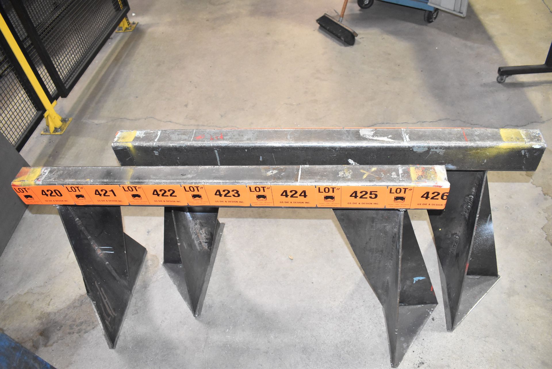 LOT/ (2) APPROX. 48" X 28.5" 12,500 LB CAPACITY STEEL SAW HORSES