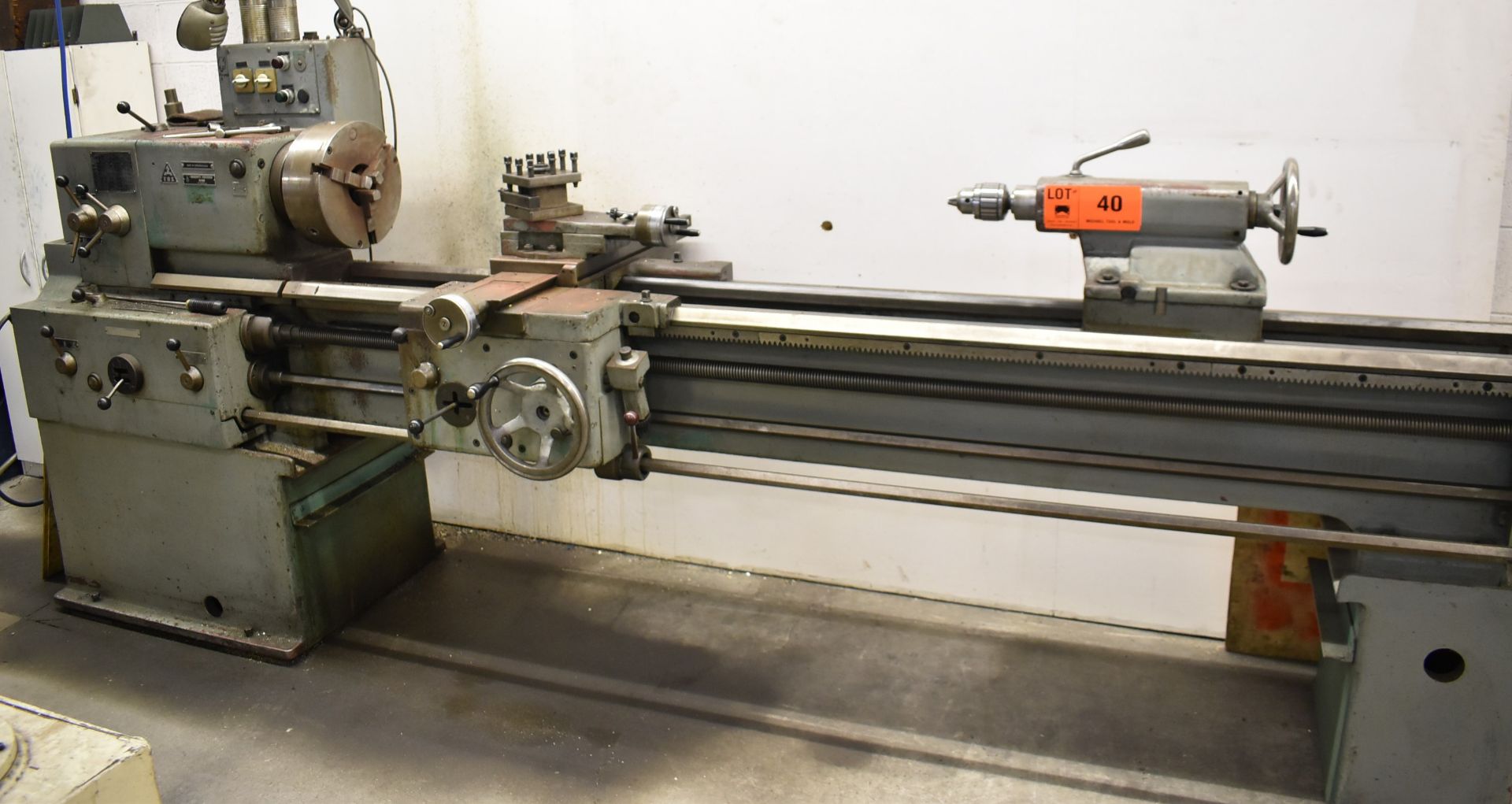 TOS SN 45B GAP BED ENGINE LATHE WITH 17.72" SWING OVER BED, 79.37" BETWEEN CENTERS, 2" SPINDLE BORE,