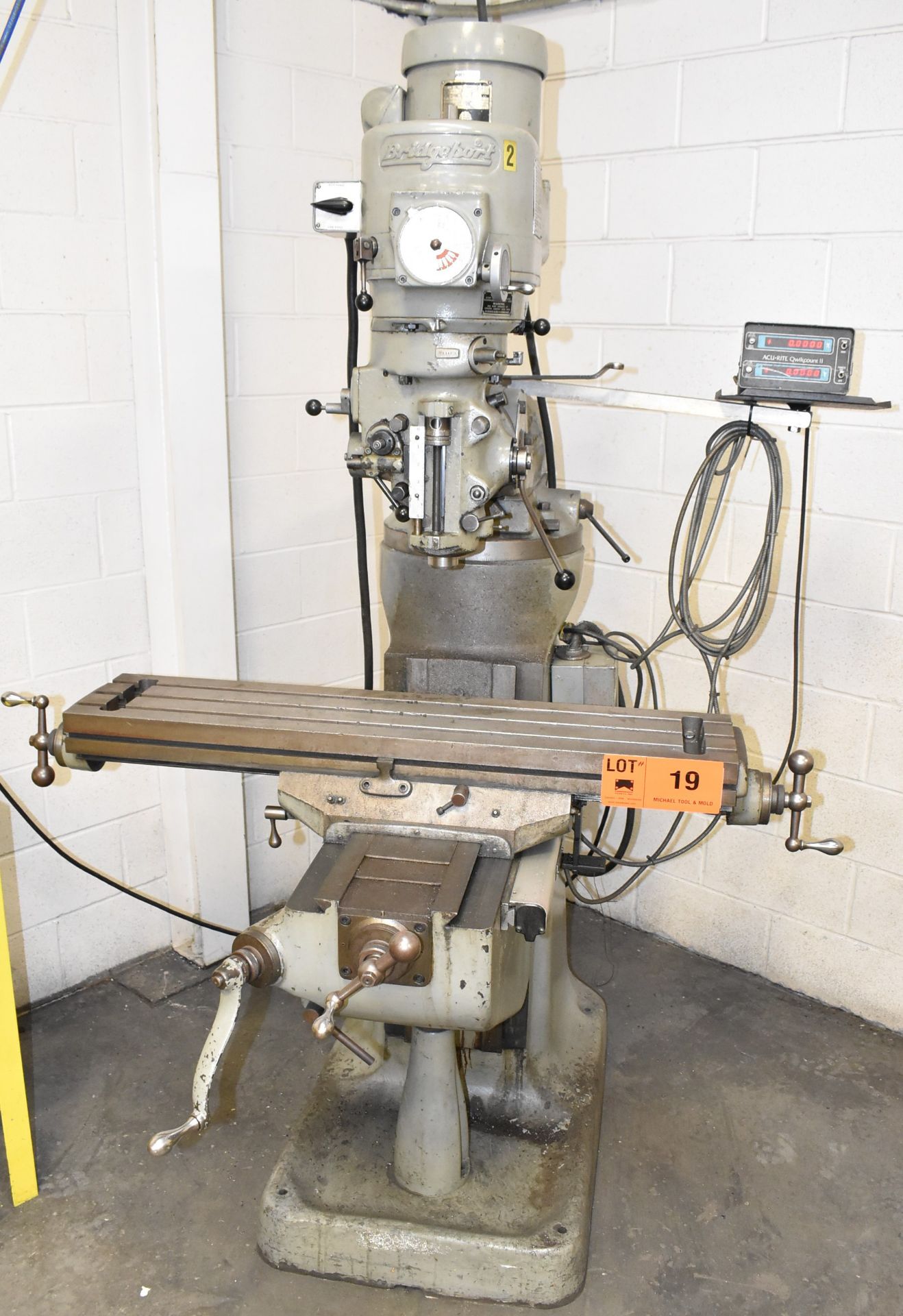 BRIDGEPORT 70745 VERTICAL MILLING MACHINE WITH 42" X 9" TABLE, SPEEDS TO 4,200 RPM, ACU-RITE - Image 2 of 8