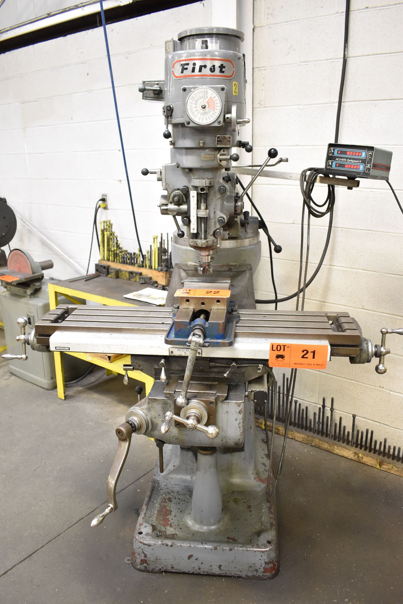 FIRST LC1-1/2VS VERTICAL MILLING MACHINE WITH 42" X 9" TABLE, SPEEDS TO 4,500 RPM, ACU-RITE