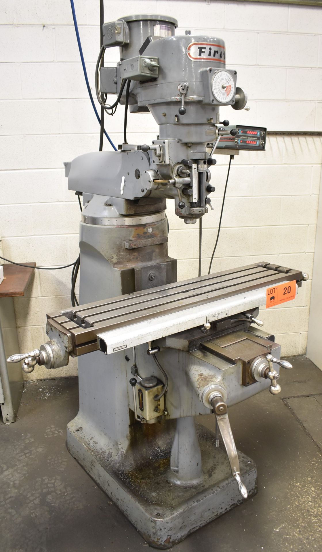 FIRST LC1-1/2VS VERTICAL MILLING MACHINE WITH 42" X 9" TABLE, SPEEDS TO 4,500 RPM, ACU-RITE - Image 2 of 7