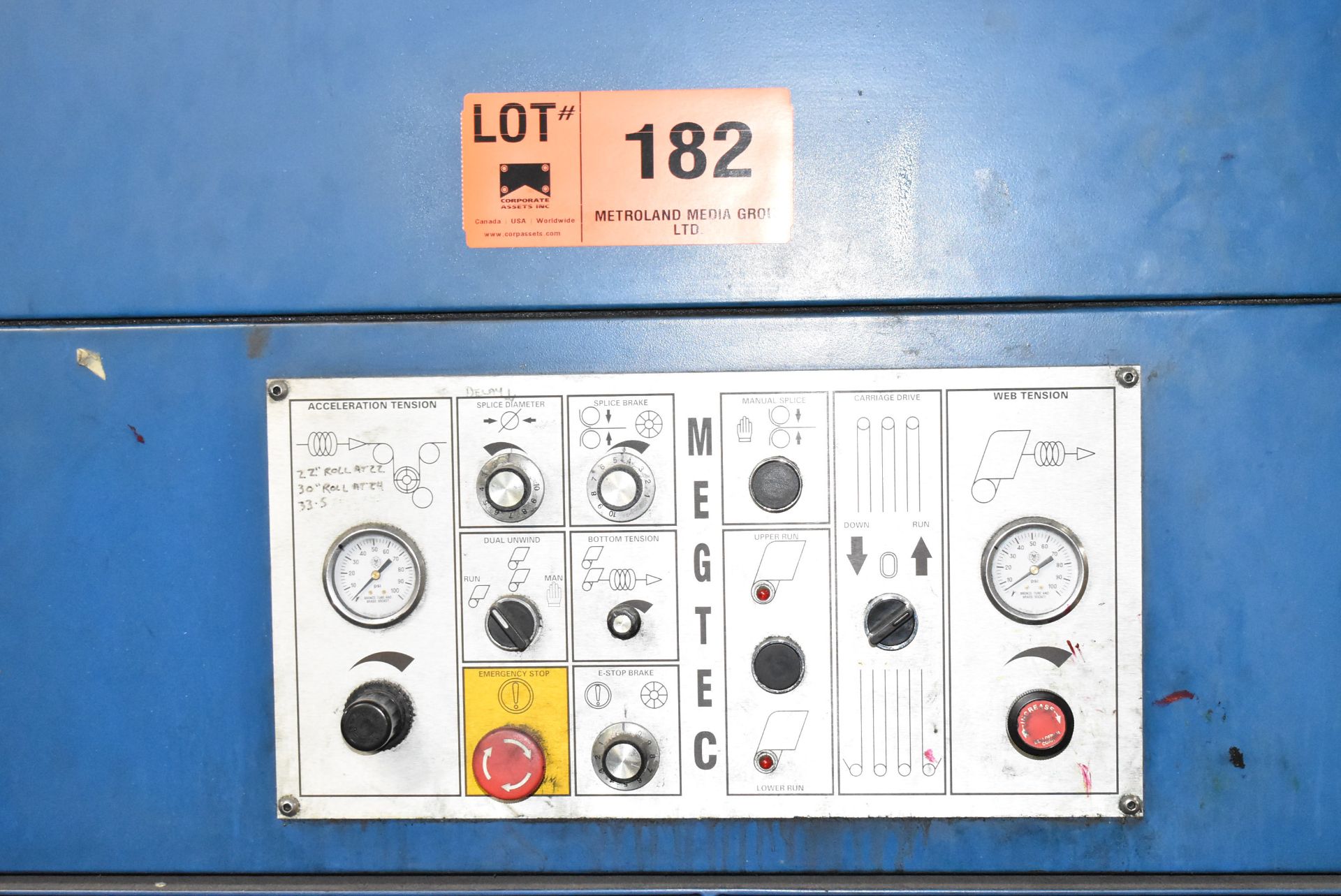 MEGTEC SE ZERO SPEED SPLICER, S/N: N/A (CI) [RIGGING FEE FOR LOT #182 - $1350 CAD PLUS APPLICABLE - Image 2 of 5