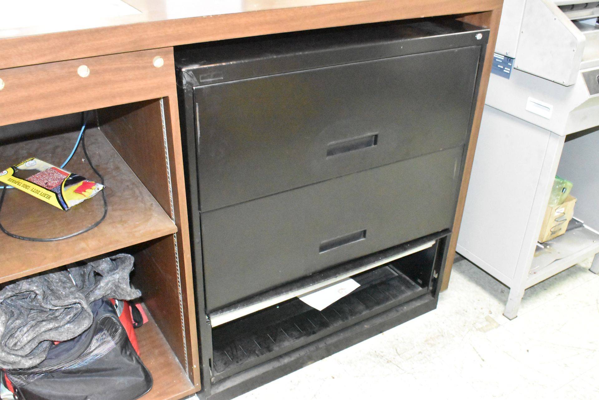 LOT/ WORK COUNTER WITH (2) 3-DRAWER LATERAL FILE CABINETS & FIRST AID SUPPLIES - Image 4 of 4